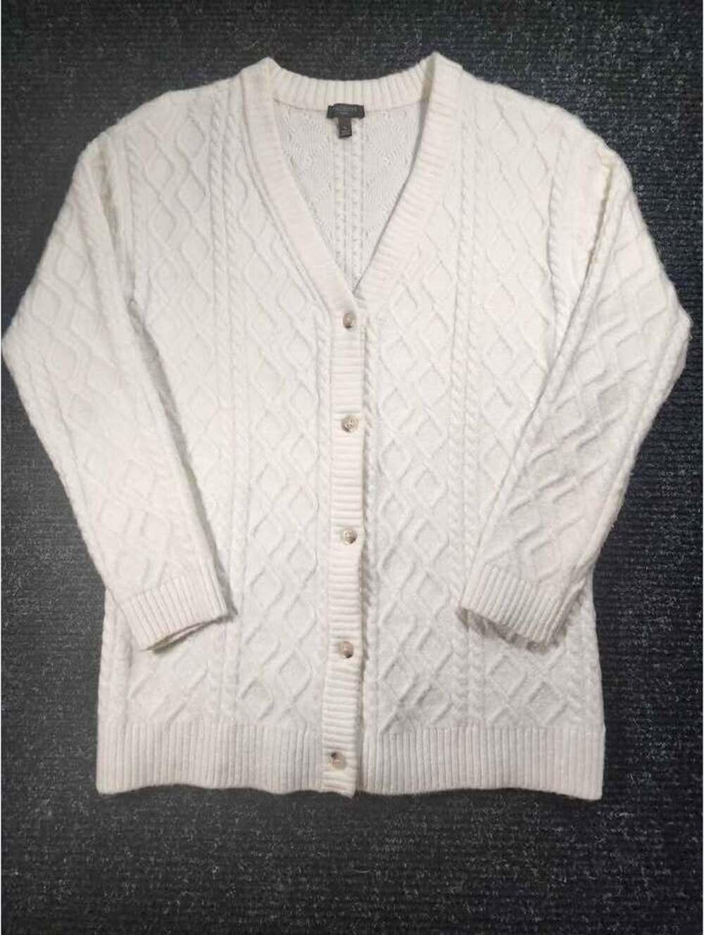 Talbots Petite Small Cream Cable Knit Cardigan